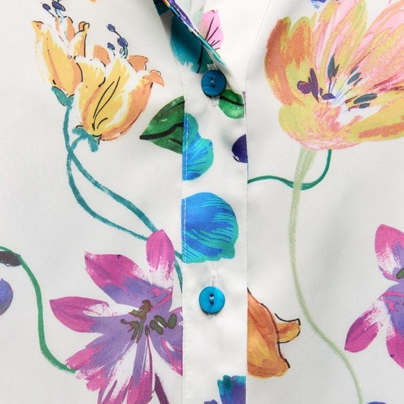 SATIN SHIRT WITH FLORAL PRINT SIZE L - Picture 8 of 8